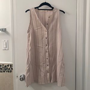 Cream dress w black stripes. Cotton linen blend